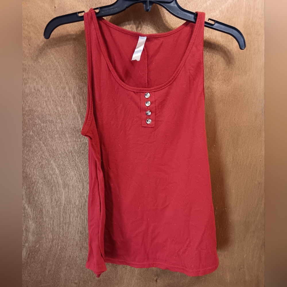 True Rock Red Sleeveless Button-Front Top